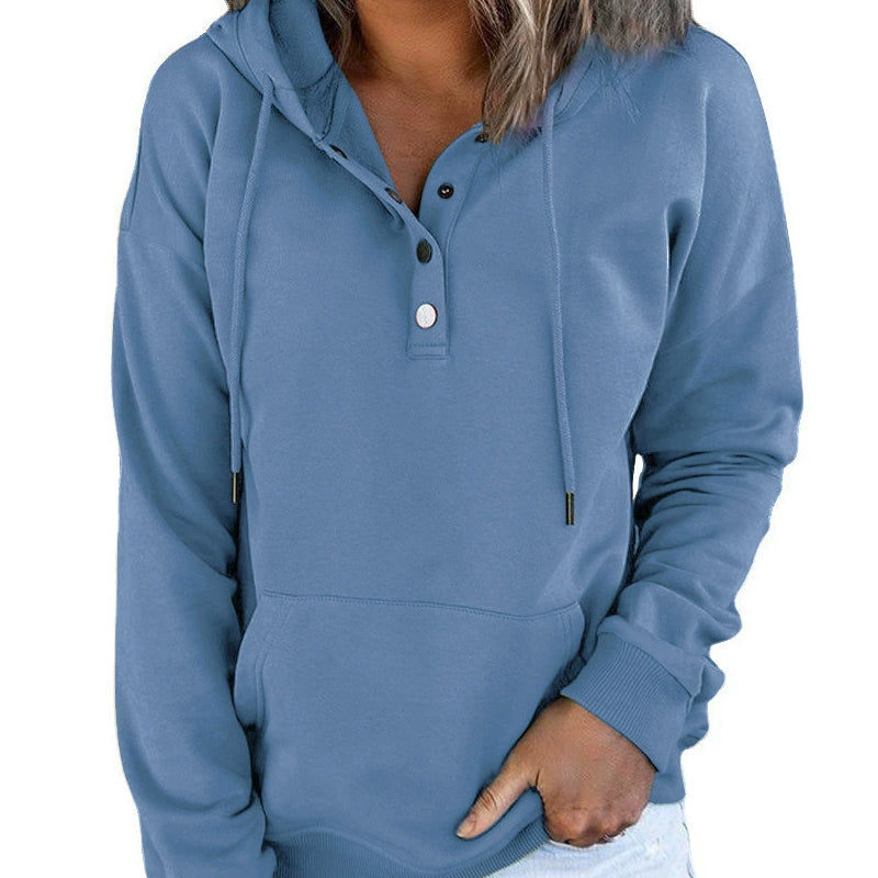 Lässiges Sweatshirt mit Knöpfen und Kordelzug