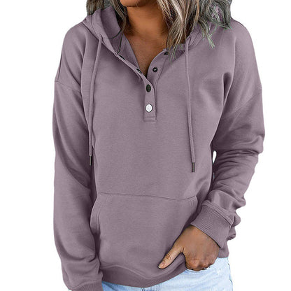 Lässiges Sweatshirt mit Knöpfen und Kordelzug