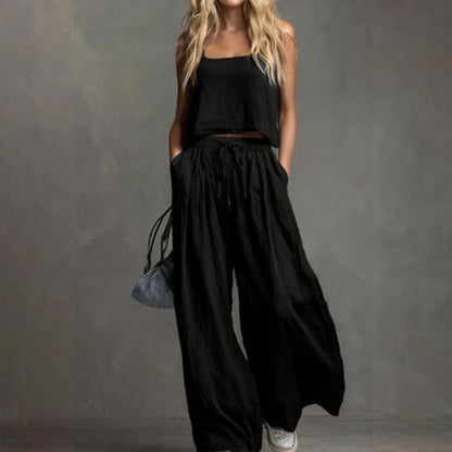 2-teiliges Set aus Crop-Top und Hose mit weitem Bein für Damen