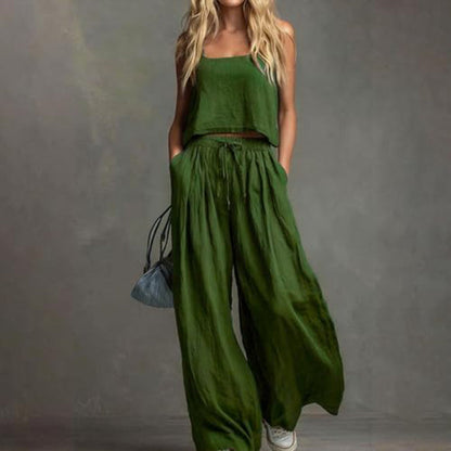 2-teiliges Set aus Crop-Top und Hose mit weitem Bein für Damen