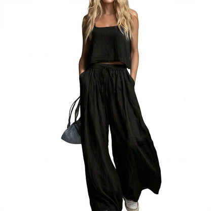 2-teiliges Set aus Crop-Top und Hose mit weitem Bein für Damen
