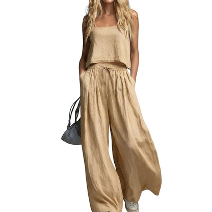 2-teiliges Set aus Crop-Top und Hose mit weitem Bein für Damen