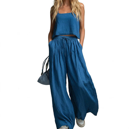 2-teiliges Set aus Crop-Top und Hose mit weitem Bein für Damen