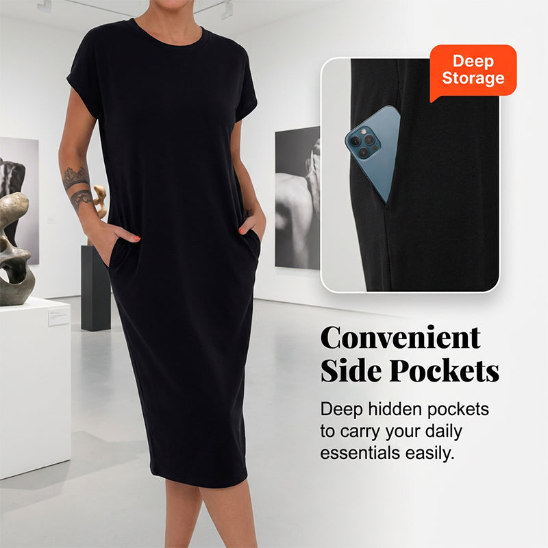 Lässiges Kurzarm-T-Shirt-Kleid für Damen