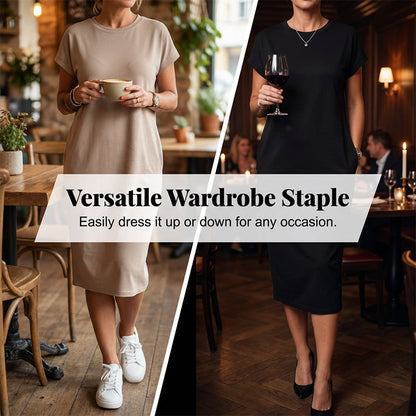Lässiges Kurzarm-T-Shirt-Kleid für Damen