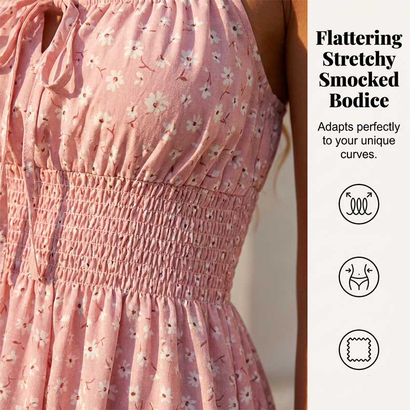 Kleid mit geschnürter Vorderseite und Spaghettiträgern