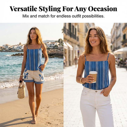 Zweiteiliges Shorts-Set mit Bohemian-Vogel-Print