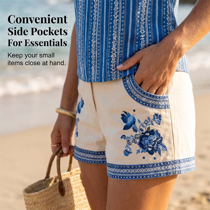 Zweiteiliges Shorts-Set mit Bohemian-Vogel-Print
