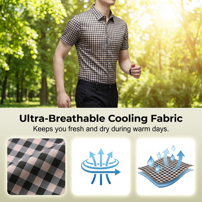 Men's Stretch Plaid Short-Sleeve Shirt