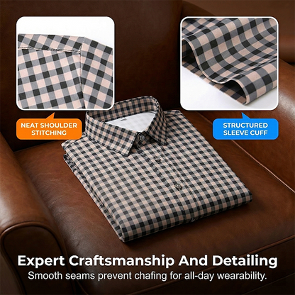 Men's Stretch Plaid Short-Sleeve Shirt