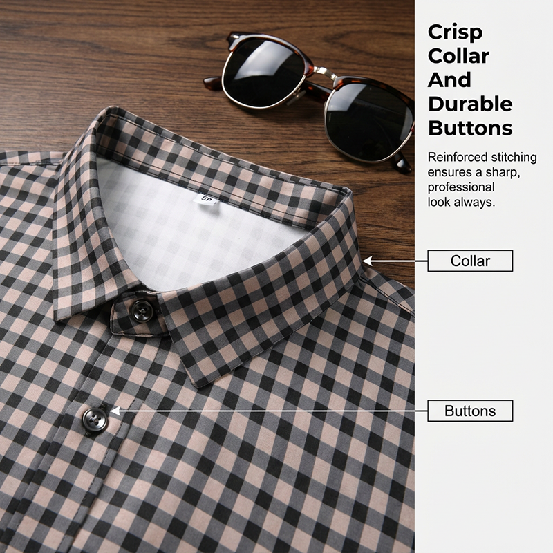 Men's Stretch Plaid Short-Sleeve Shirt
