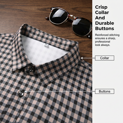 Men's Stretch Plaid Short-Sleeve Shirt