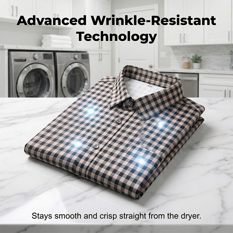 Men's Stretch Plaid Short-Sleeve Shirt