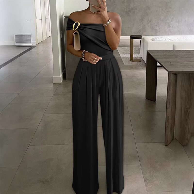 Eleganter Ein-Schulter-Jumpsuit mit weitem Bein