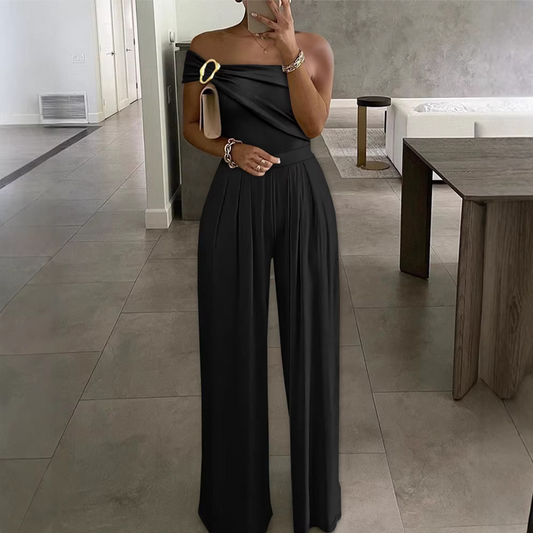 Eleganter Ein-Schulter-Jumpsuit mit weitem Bein