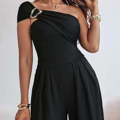 Eleganter Ein-Schulter-Jumpsuit mit weitem Bein