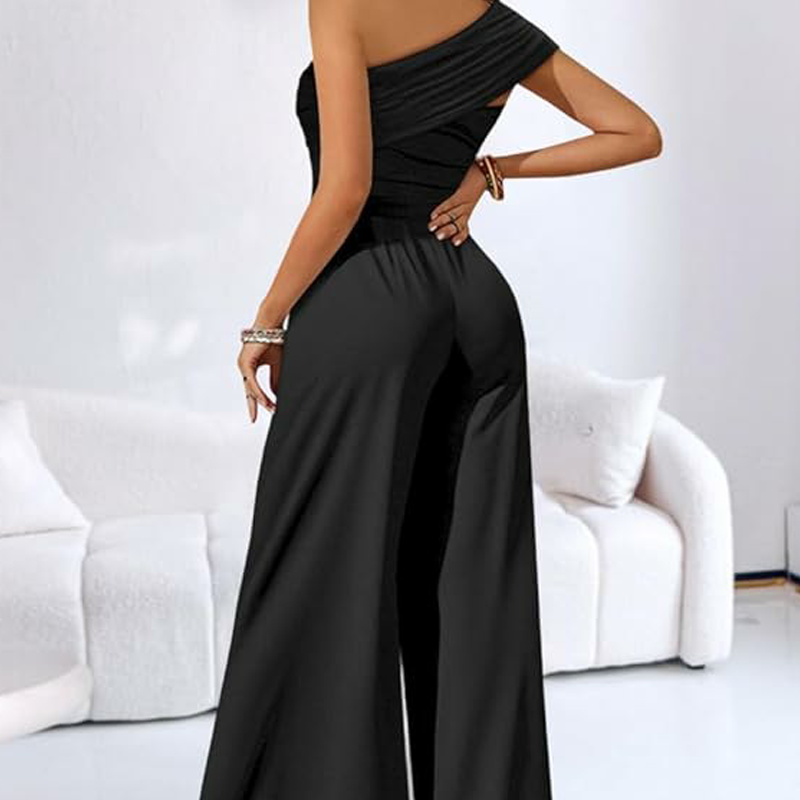 Eleganter Ein-Schulter-Jumpsuit mit weitem Bein