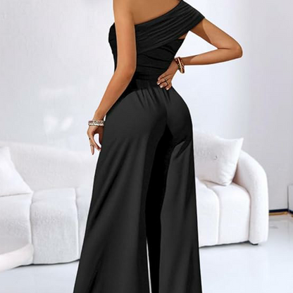 Eleganter Ein-Schulter-Jumpsuit mit weitem Bein