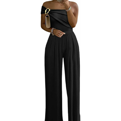 Eleganter Ein-Schulter-Jumpsuit mit weitem Bein