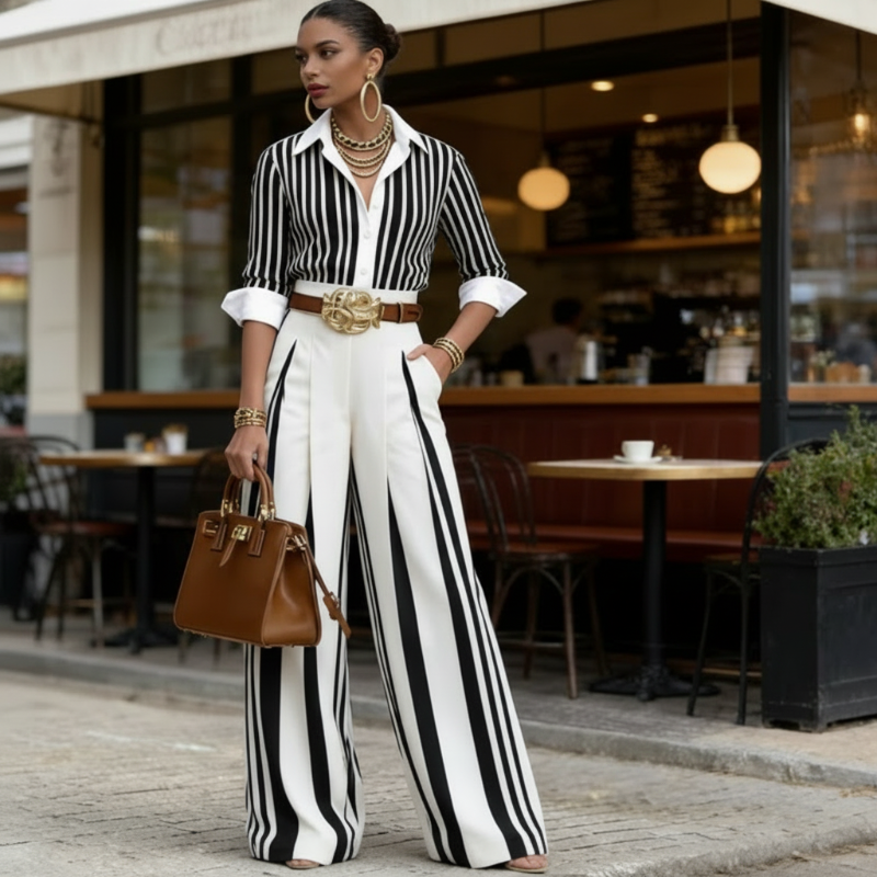 🎉50% Rabatt – Nur für kurze Zeit!✨Gestreiftes Shirt & weite Hose im Set – bequem & stilvoll für den Alltag🚀Kostenloser Versand