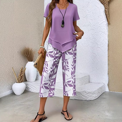 👖 LIMITIERT: 50% RABATT! 🔥 Damen Freizeit-Set 2-teilig – Mehrlagiges Top & Extrawide Hose, Atmungsaktives Material ✨