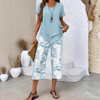 👖 LIMITIERT: 50% RABATT! 🔥 Damen Freizeit-Set 2-teilig – Mehrlagiges Top & Extrawide Hose, Atmungsaktives Material ✨