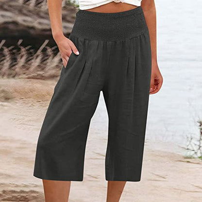 【S–3XL】🍂Leichte Damen-Crop-Hose mit elastischem Bund