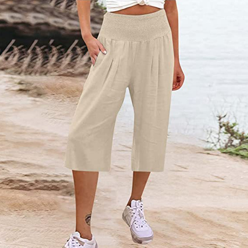 【S–3XL】🍂Leichte Damen-Crop-Hose mit elastischem Bund
