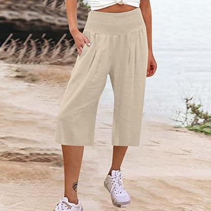 【S–3XL】🍂Leichte Damen-Crop-Hose mit elastischem Bund