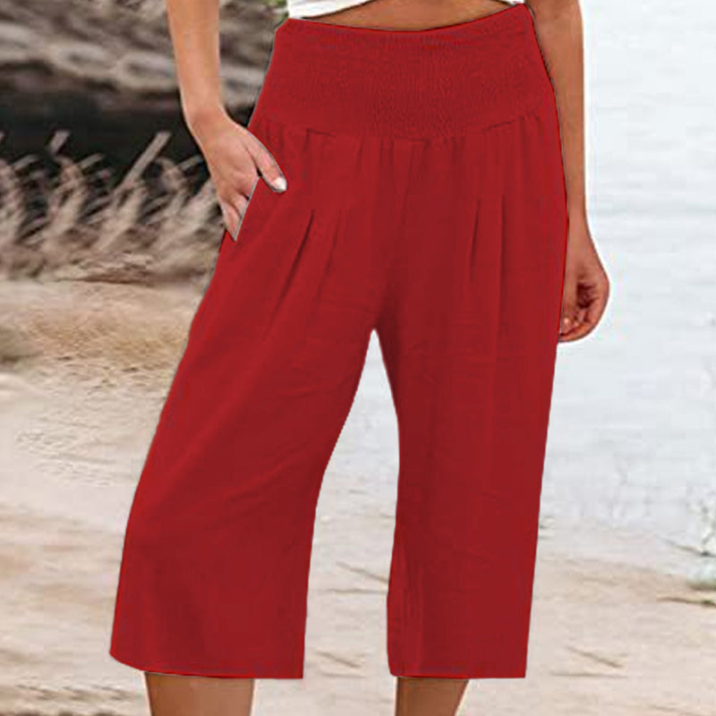 【S–3XL】🍂Leichte Damen-Crop-Hose mit elastischem Bund