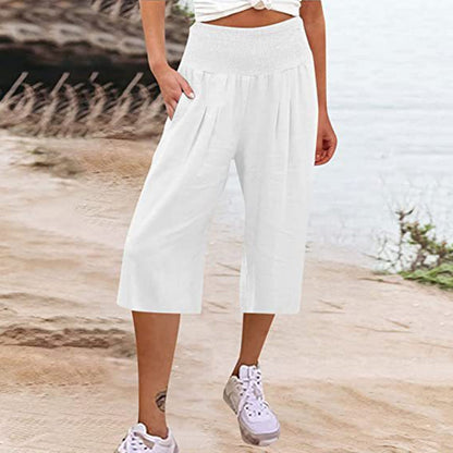 【S–3XL】🍂Leichte Damen-Crop-Hose mit elastischem Bund