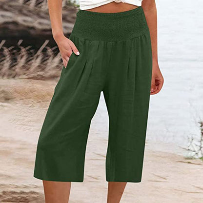 【S–3XL】🍂Leichte Damen-Crop-Hose mit elastischem Bund
