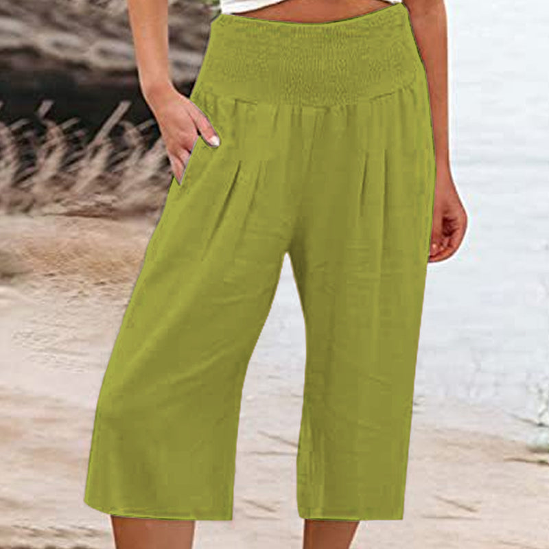 【S–3XL】🍂Leichte Damen-Crop-Hose mit elastischem Bund