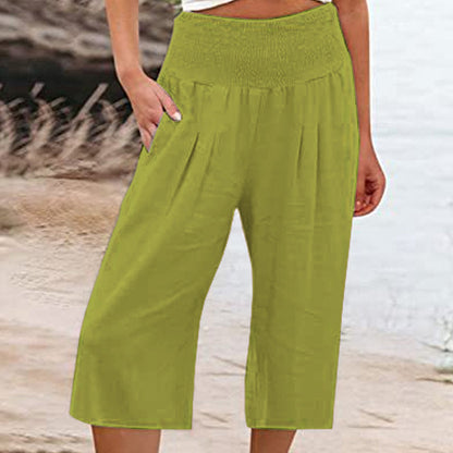 【S–3XL】🍂Leichte Damen-Crop-Hose mit elastischem Bund