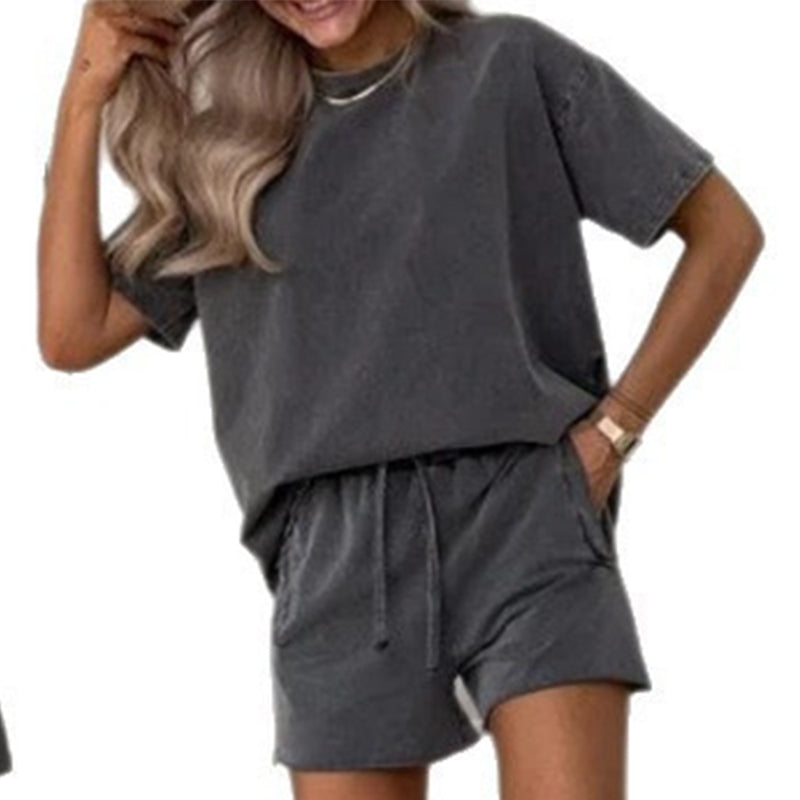 Zweiteiliges Freizeit-Set für Damen in Uni-Farben