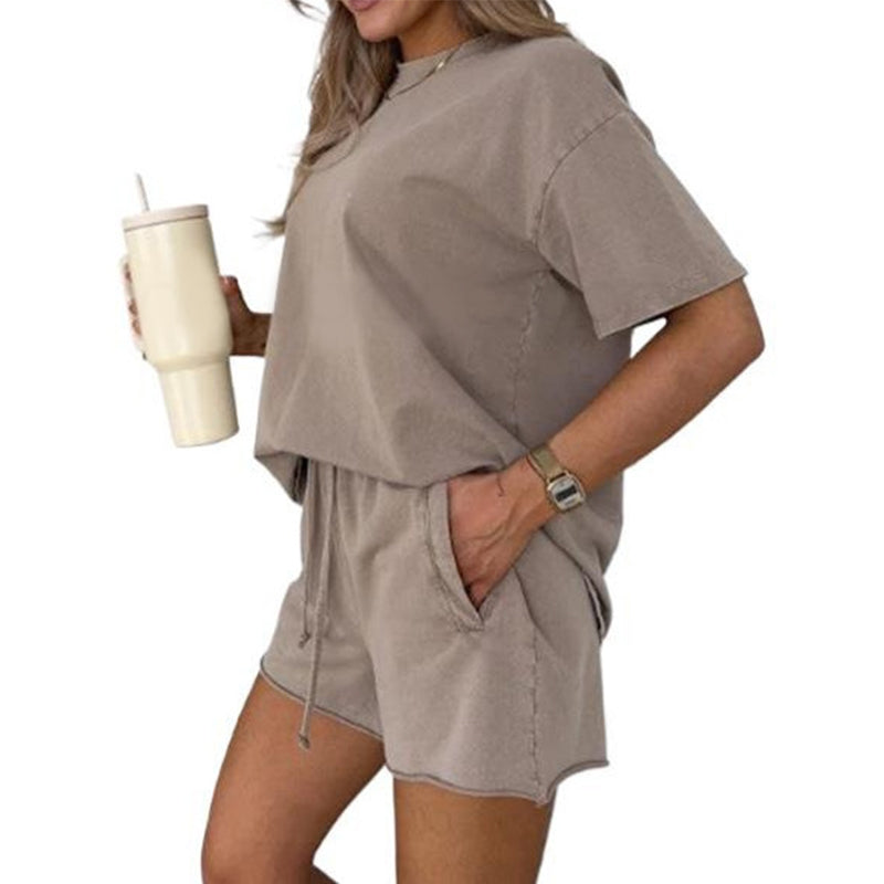 Zweiteiliges Freizeit-Set für Damen in Uni-Farben