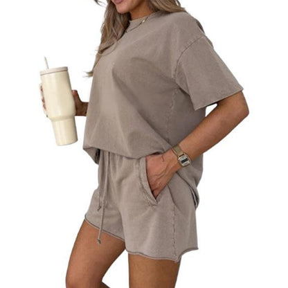 Zweiteiliges Freizeit-Set für Damen in Uni-Farben