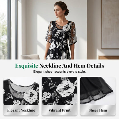 Elegantes Chiffonkleid für Damen mit Blumenmuster