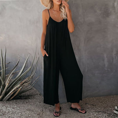 Fließender Jumpsuit mit Taschen. Letzter Tag des Ausverkaufs, 50% Rabatt