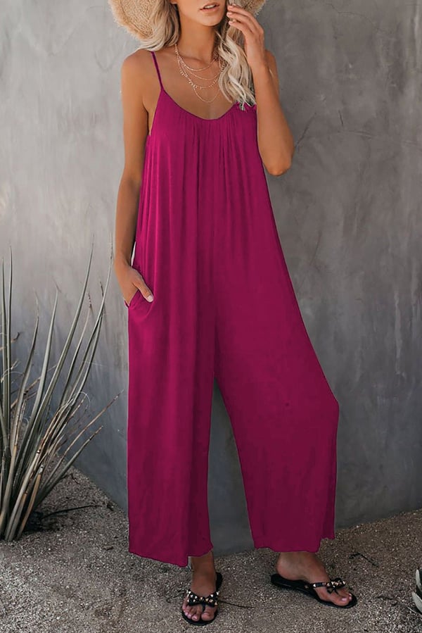 Fließender Jumpsuit mit Taschen. Letzter Tag des Ausverkaufs, 50% Rabatt