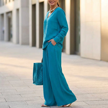 Lässiges 2-teiliges Lounge-Set für Damen mit V-Ausschnitt