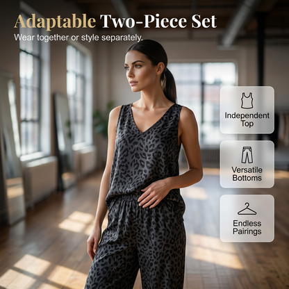 Set aus ärmellosem Neckholder-Top und Hose mit weitem Bein
