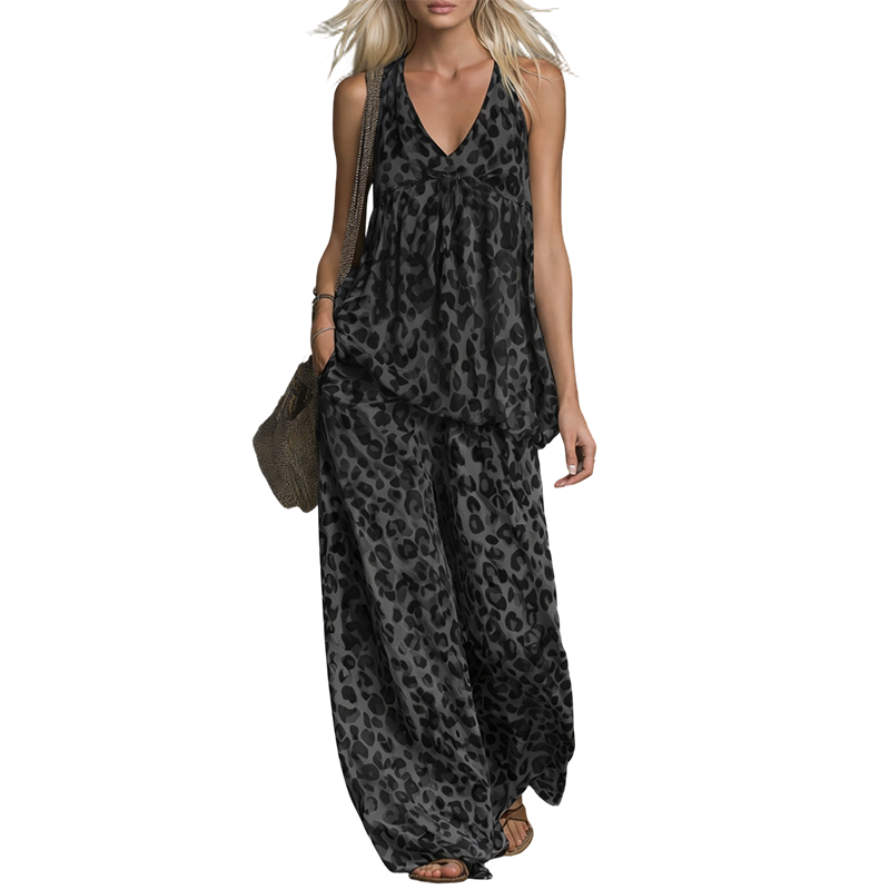 Set aus ärmellosem Neckholder-Top und Hose mit weitem Bein