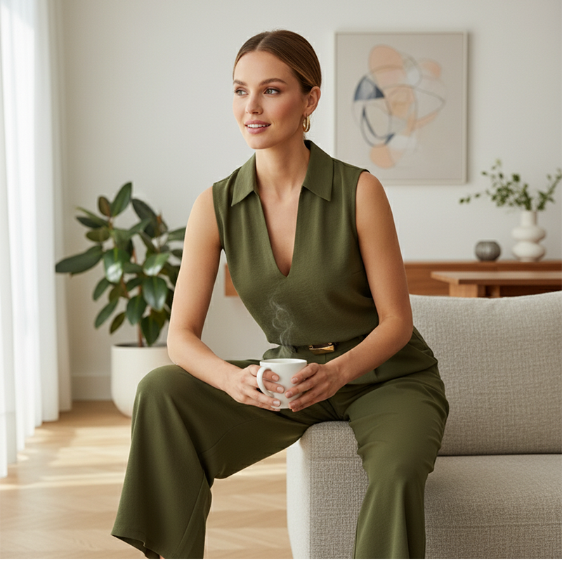 🔥50% Rabatt👗👖Büro-Set aus zwei Teilen – elegant, bequem & vielseitig – Größen S bis 5XL in Braun & Olivgrün
