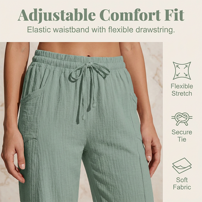 🌿 50% RABATT ✨ Damen Baumwoll-Leinen Hose mit Falten – luftig, bequem & stilvoll 👖