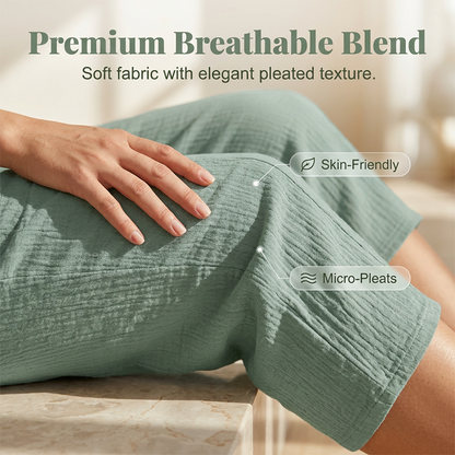 🌿 50% RABATT ✨ Damen Baumwoll-Leinen Hose mit Falten – luftig, bequem & stilvoll 👖