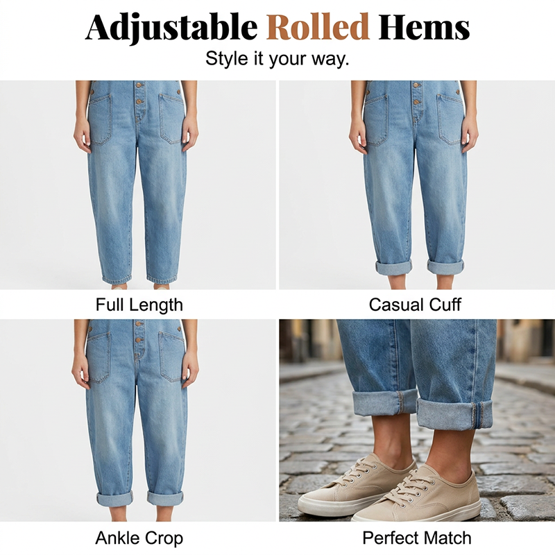 👖🔥 50% RABATT 💥 Damen Baggy Denim Latzhose mit Taschen – lässig, bequem & absolut im Trend ✨
