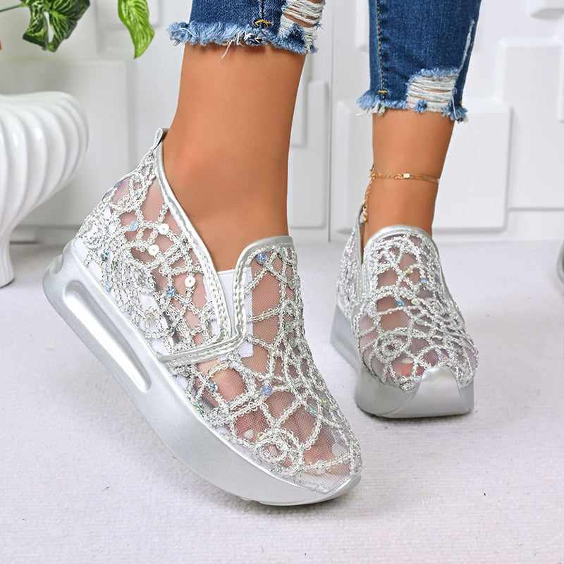 Atmungsaktive Mesh-Slipper-Sneaker mit Plateausohle für Damen