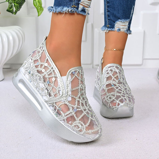 Atmungsaktive Mesh-Slipper-Sneaker mit Plateausohle für Damen