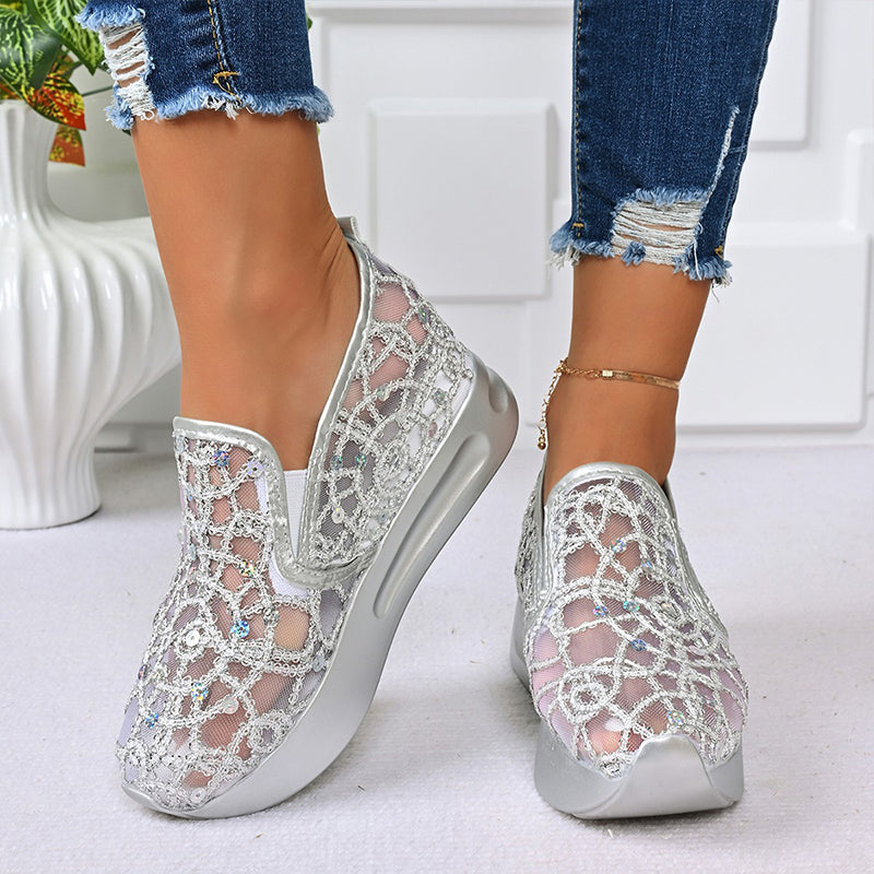 Atmungsaktive Mesh-Slipper-Sneaker mit Plateausohle für Damen